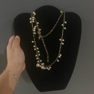J. Crew Vintage gold long pearl necklace